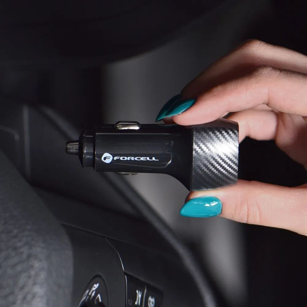 FORCELL CARBON autonabíječka Typ C 3.0 PD20W + Typ C 3.0 PD20W CC50-2C černá (Celkem 40W)