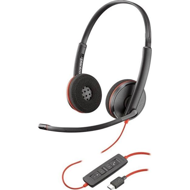 POLY Blackwire 3220 Slušalice Žičano Obruč za glavu Ured / pozivni centar USB Tip-C Crno, Crveno