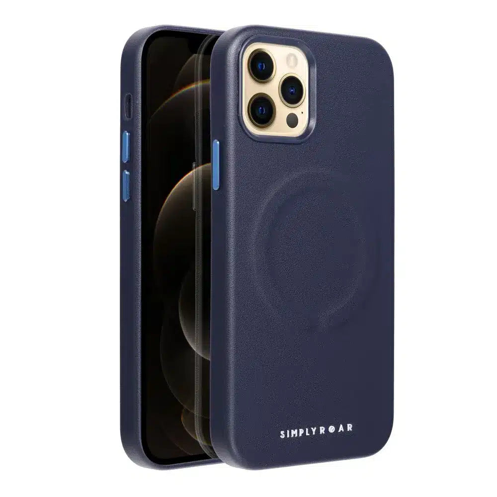 Roar kožna Mag Case maska kompatibilna s MagSafeom – za iPhone 12 Pro navy plava