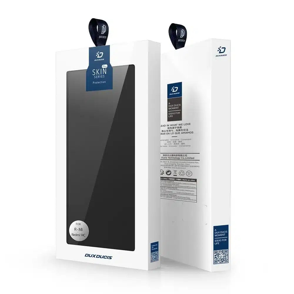 DUX DUCIS Skin Pro – hladké kožené pouzdro pro REDMI 14C černé