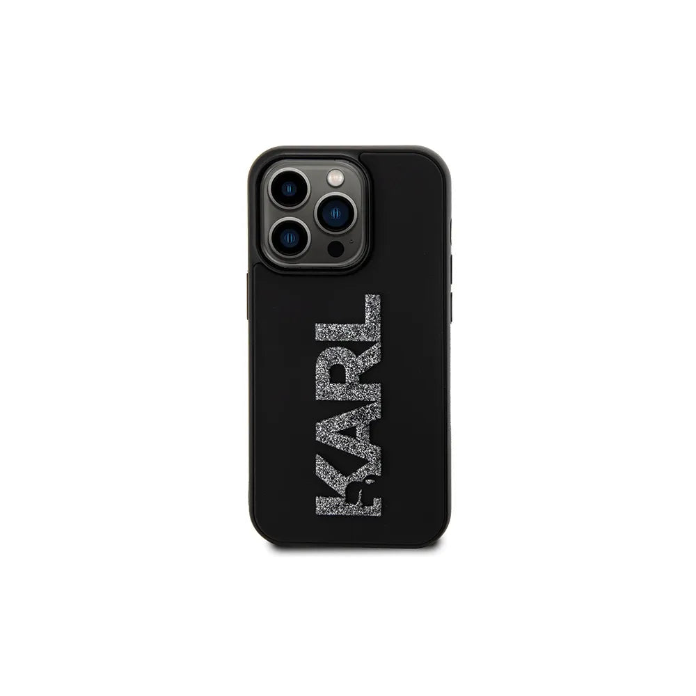 Originální pouzdro KARL LAGERFELD Hardcase KLHCP15X3DMBKCK pro iPhone 15 PRO MAX (3D Logo Glitter / černé)