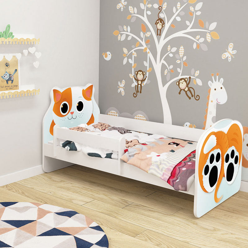 Dječji krevet ACMA Animals, bočna bijela 160x80 cm 02 Mačka