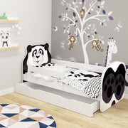 Dječji krevet ACMA Animals, bočna bijela + ladica 160x80 cm 06 Panda