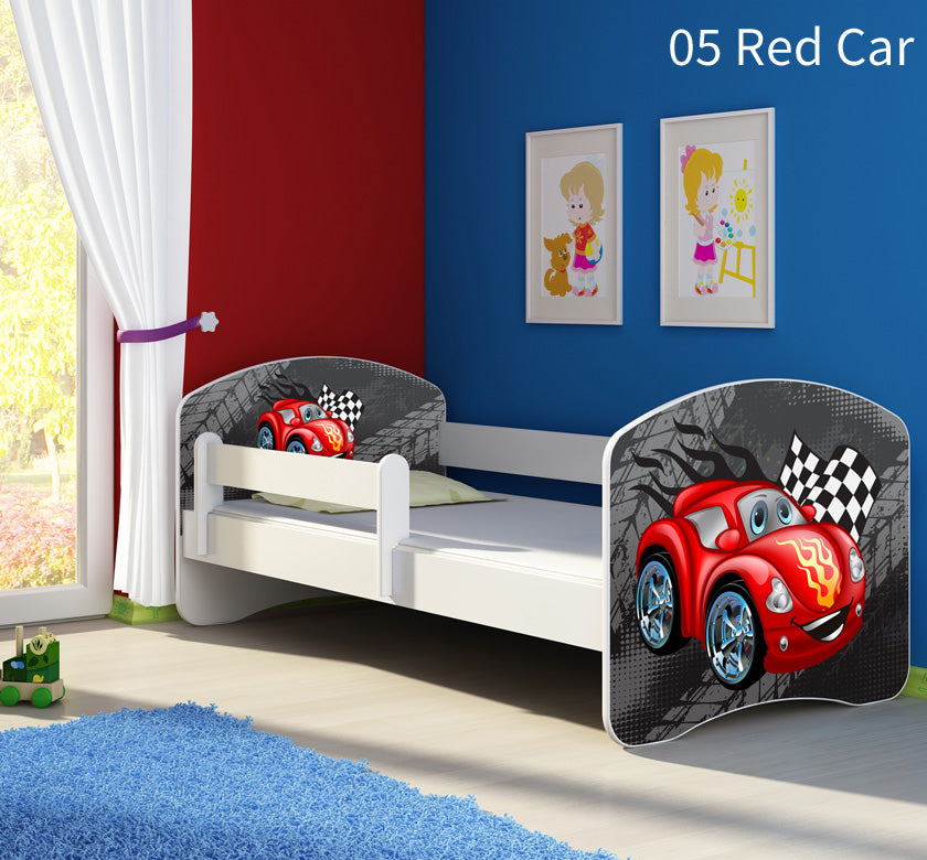 Dječji krevet ACMA s motivom, bočna bijela 180x80 cm 05 Red Car