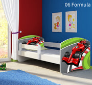 Dječji krevet ACMA s motivom, bočna bijela 180x80 cm 06 Formula 1