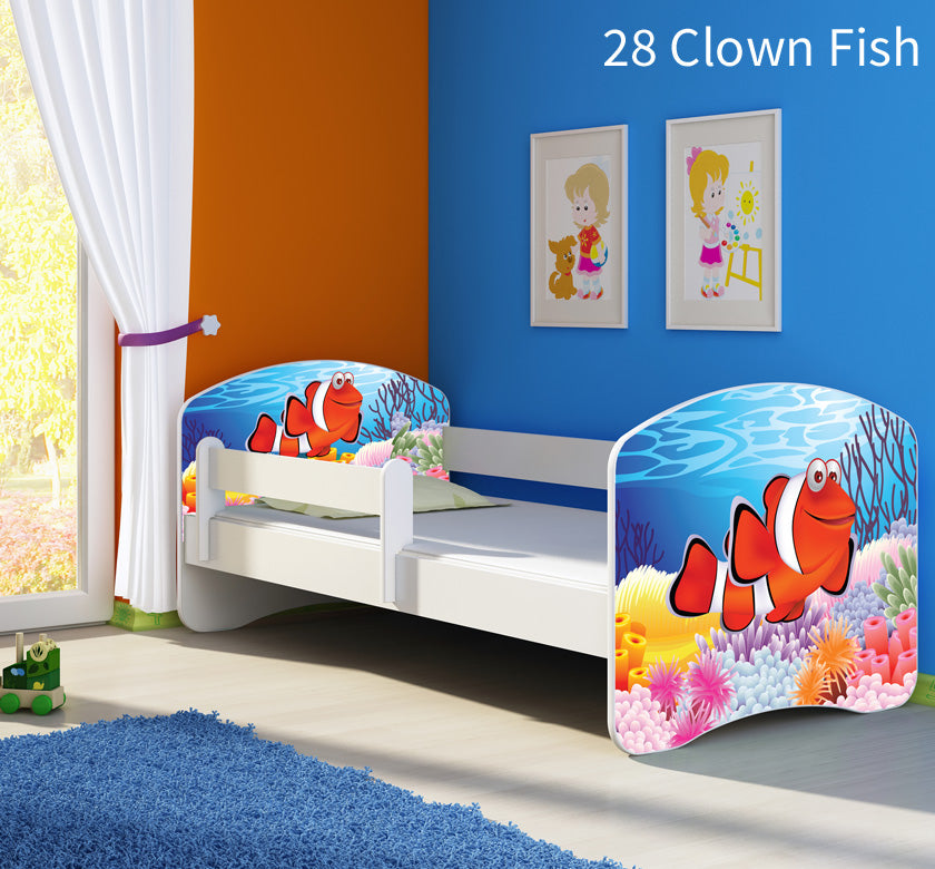 Dječji krevet ACMA s motivom, bočna bijela 160x80 cm 28 Clown Fish