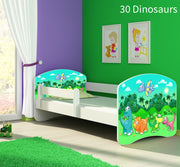 Dječji krevet ACMA s motivom, bočna bijela 140x70 cm 30 Dinosaurs