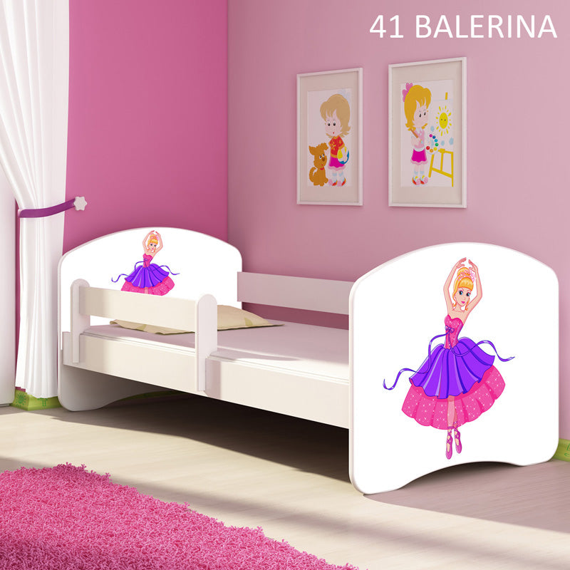 Dječji krevet ACMA s motivom, bočna bijela 180x80 cm 41 Balerina