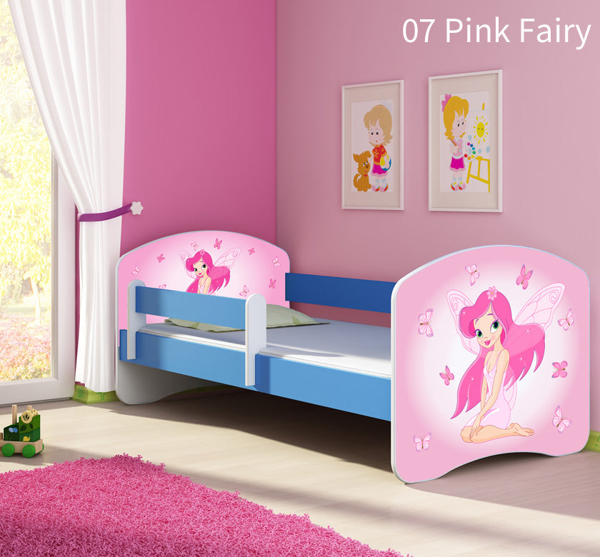 Dječji krevet ACMA s motivom, bočna plava 140x70 cm 07 Pink Fairy
