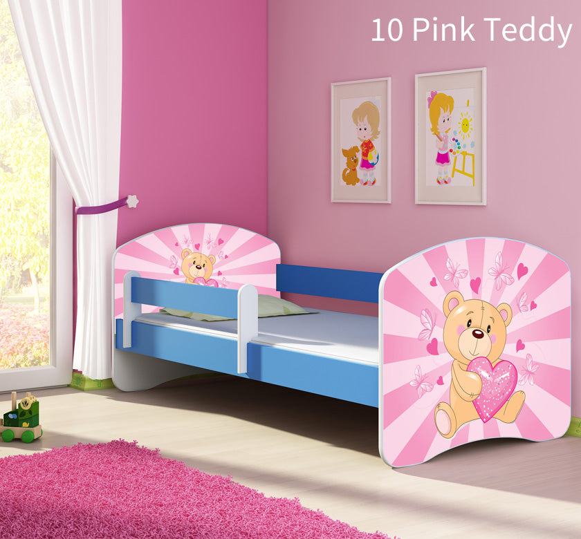 Dječji krevet ACMA s motivom, bočna plava 160x80 cm 10 Pink Teddy Bear