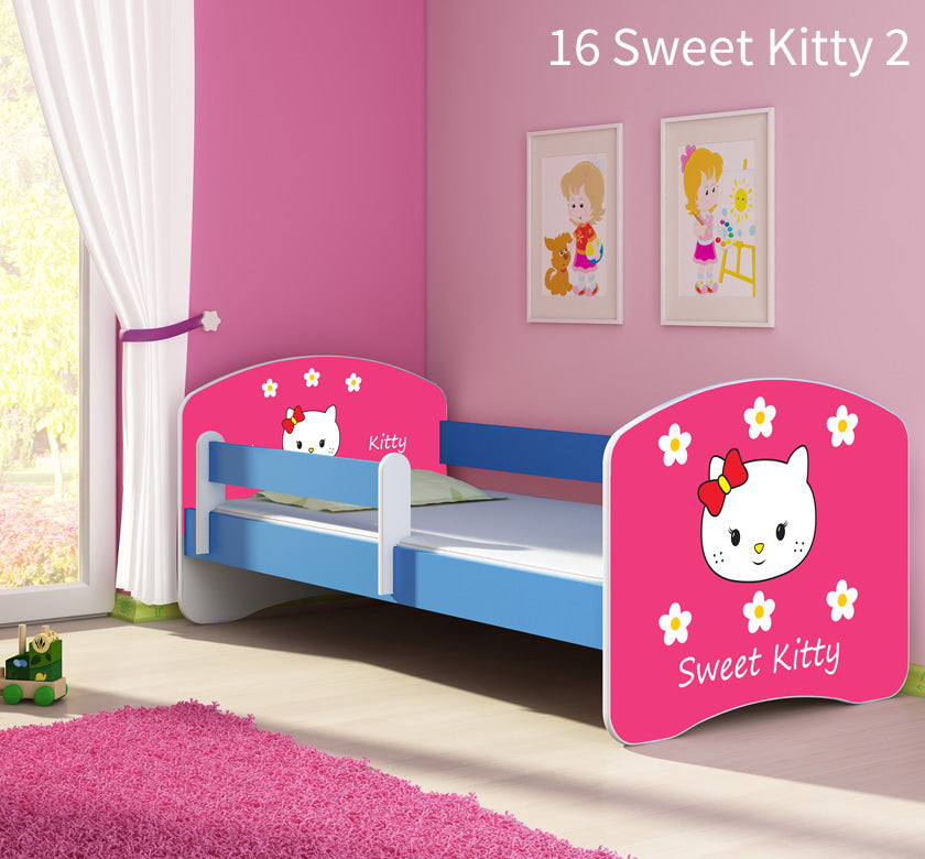 Dječji krevet ACMA s motivom, bočna plava 160x80 cm 16 Sweet Kitty 2