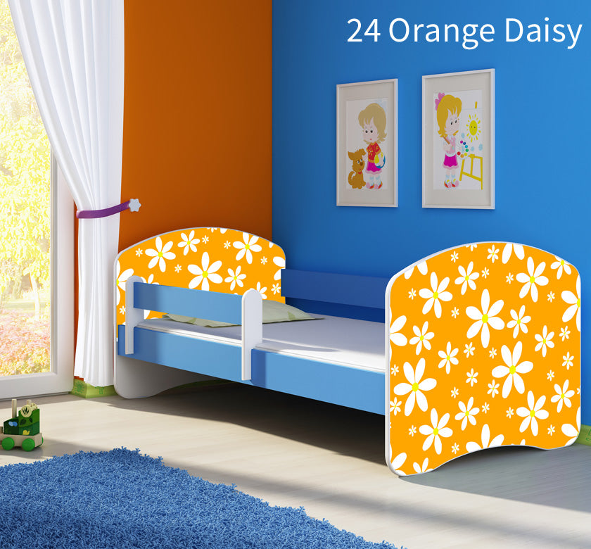 Dječji krevet ACMA s motivom, bočna plava 160x80 cm 24 Orange Daisy
