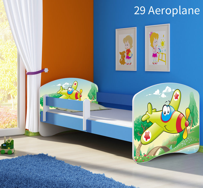 Dječji krevet ACMA s motivom, bočna plava 140x70 cm 29 Aeroplane