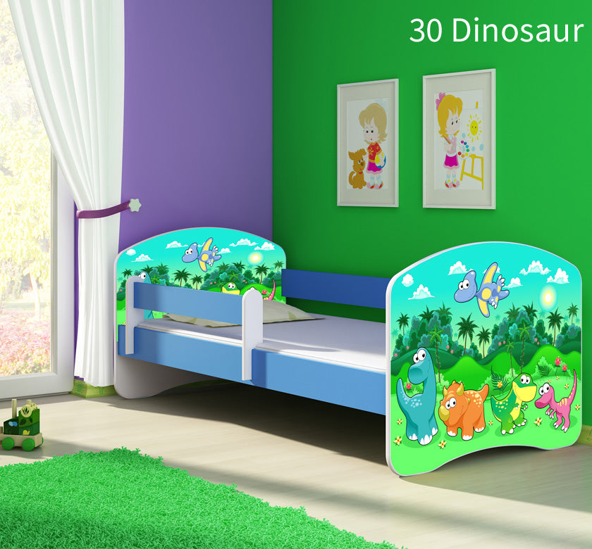 Dječji krevet ACMA s motivom, bočna plava 160x80 cm 30 Dinosaurs