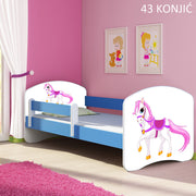 Dječji krevet ACMA s motivom, bočna plava 180x80 cm 43 Konjić