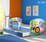Dječji krevet ACMA s motivom, bočna plava + ladica 180x80 cm