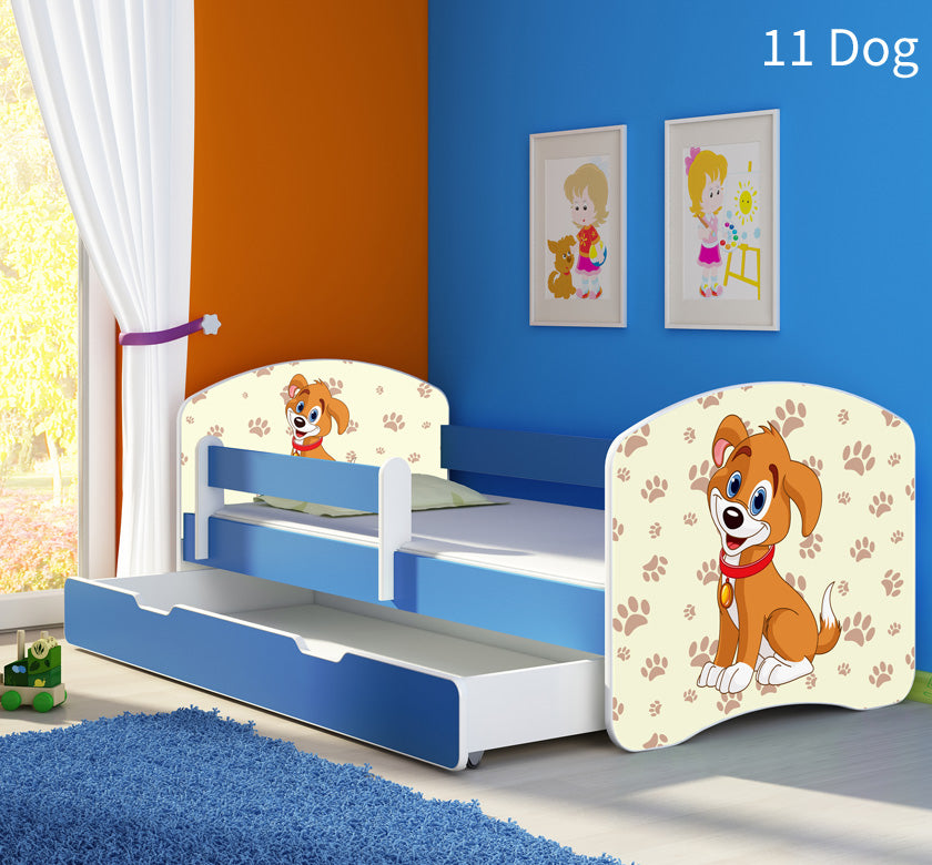 Dječji krevet ACMA s motivom, bočna plava + ladica 180x80 cm 11 Dog