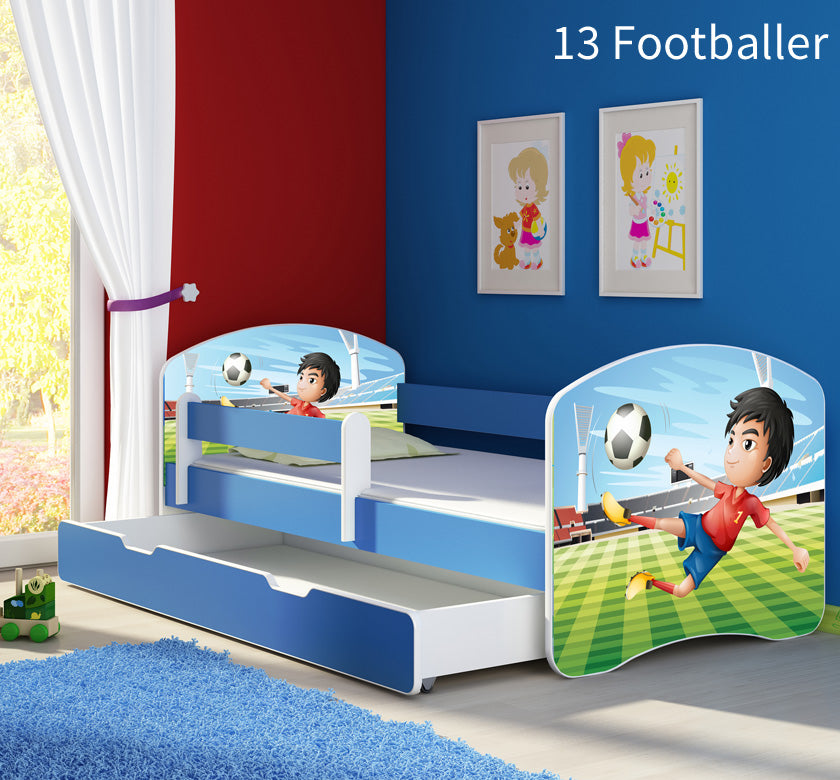 Dječji krevet ACMA s motivom, bočna plava + ladica 140x70 cm 13 Footballer