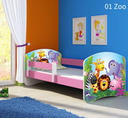 Dječji krevet ACMA s motivom, bočna roza 180x80 cm 01 Zoo