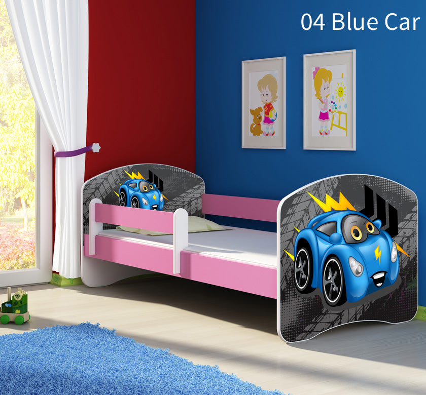 Dječji krevet ACMA s motivom, bočna roza 140x70 cm 04 Blue Car
