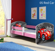 Dječji krevet ACMA s motivom, bočna roza 140x70 cm 05 Red Car