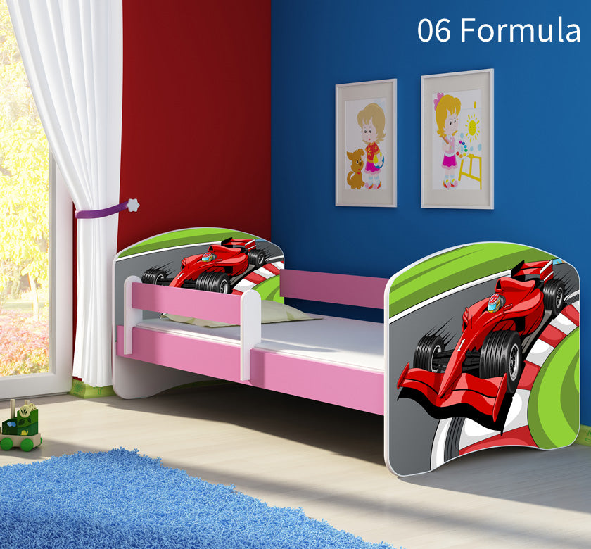 Dječji krevet ACMA s motivom, bočna roza 160x80 cm 06 Formula 1