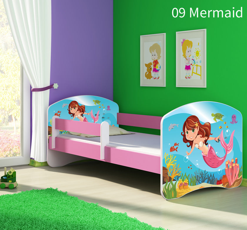 Dječji krevet ACMA s motivom, bočna roza 160x80 cm 09 Mermaid
