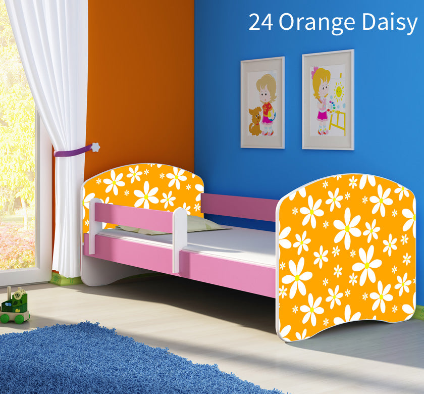 Dječji krevet ACMA s motivom, bočna roza 180x80 cm 24 Orange Daisy