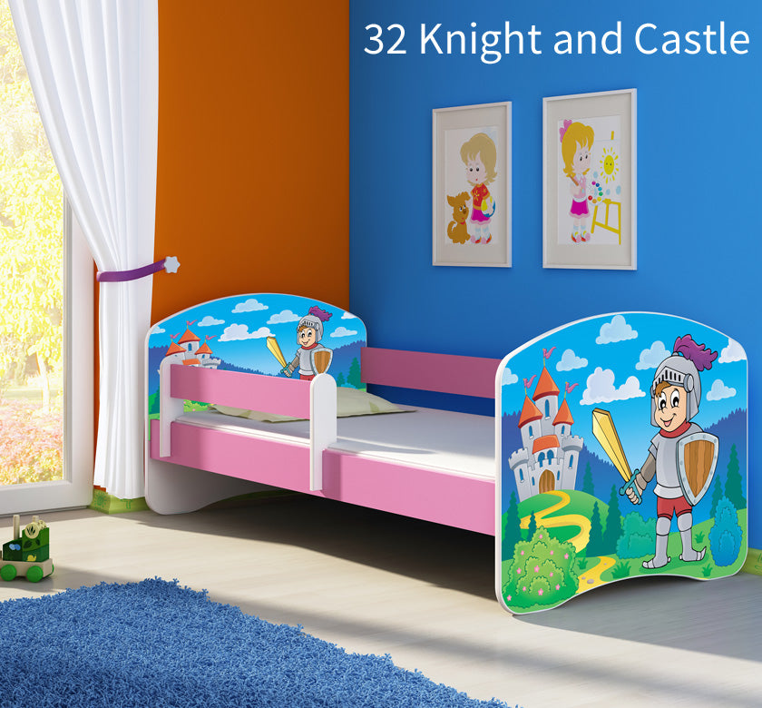 Dječji krevet ACMA s motivom, bočna roza 140x70 cm 32 Knight