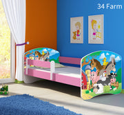 Dječji krevet ACMA s motivom, bočna roza 180x80 cm 34 Farm