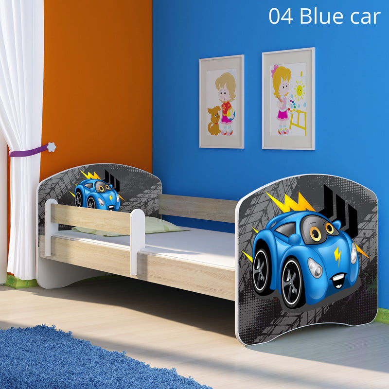 Dječji krevet ACMA s motivom, bočna sonoma 160x80 cm 04 Blue Car