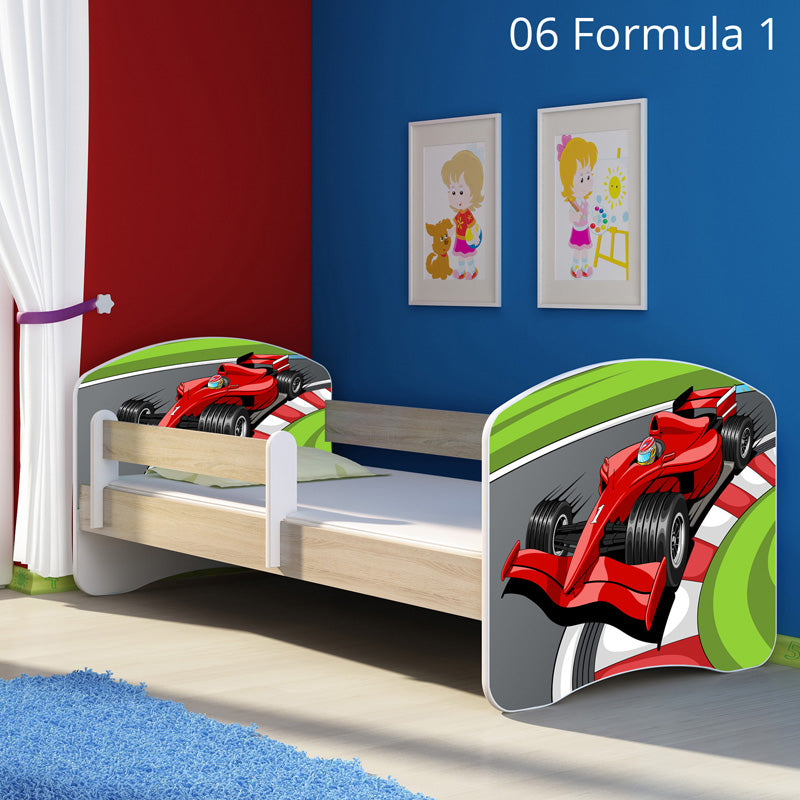 Dječji krevet ACMA s motivom, bočna sonoma 160x80 cm 06 Formula 1