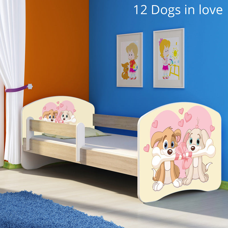 Dječji krevet ACMA s motivom, bočna sonoma 160x80 cm 12 Dogs in Love