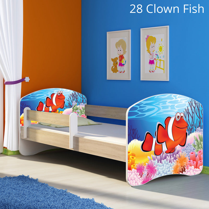 Dječji krevet ACMA s motivom, bočna sonoma 180x80 cm 28 Clown Fish