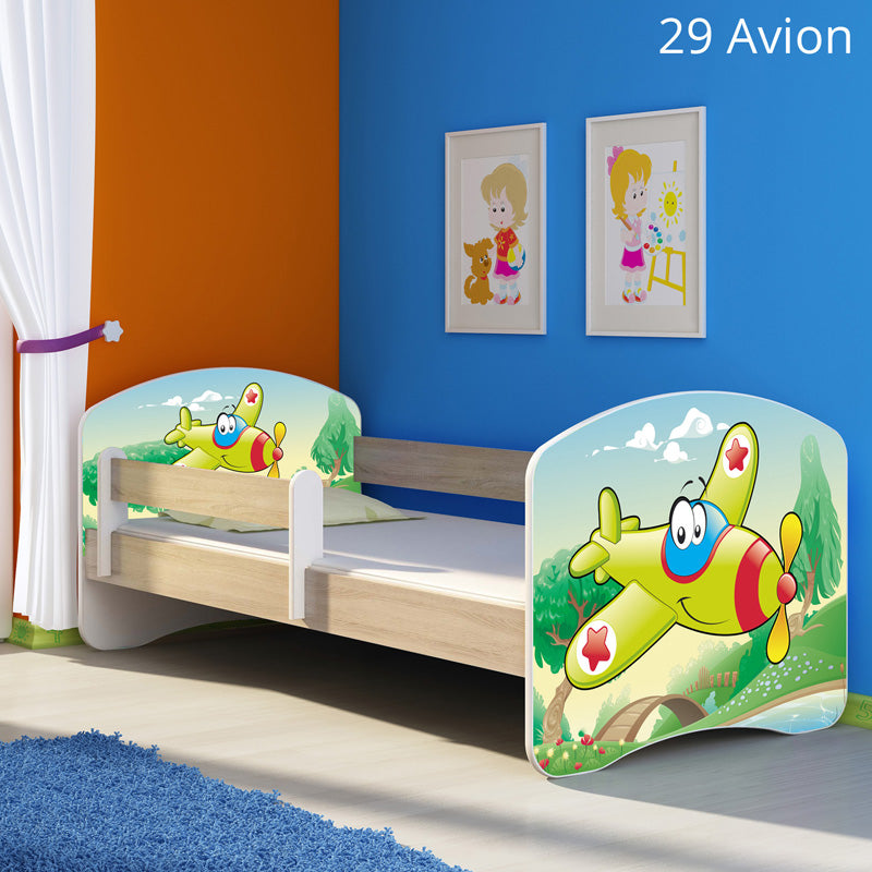 Dječji krevet ACMA s motivom, bočna sonoma 160x80 cm 29 Aeroplane