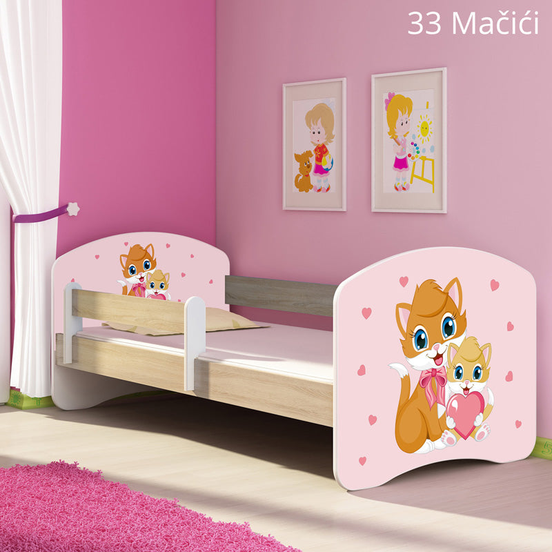 Dječji krevet ACMA s motivom, bočna sonoma 180x80 cm 33 Cats