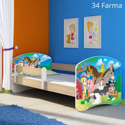 Dječji krevet ACMA s motivom, bočna sonoma 140x70 cm 34 Farm