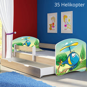 Dječji krevet ACMA s motivom, bočna sonoma + ladica 180x80 cm 35 Helikopter