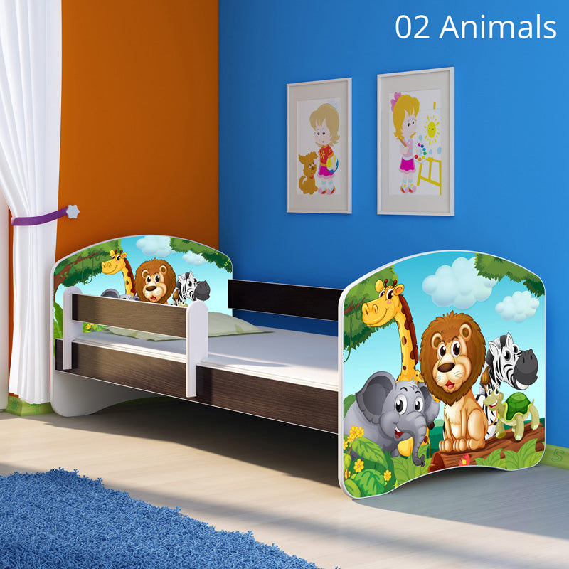 Dječji krevet ACMA s motivom, bočna wenge 180x80 cm 02 Animals