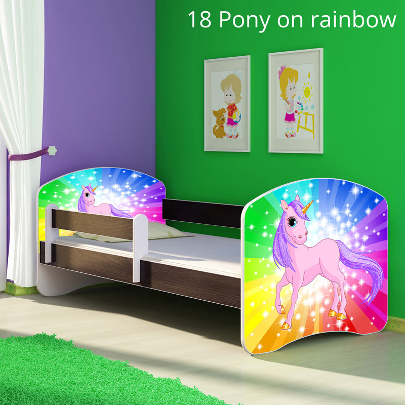 Dječji krevet ACMA s motivom, bočna wenge 180x80 cm 18 Pony on a rainbow