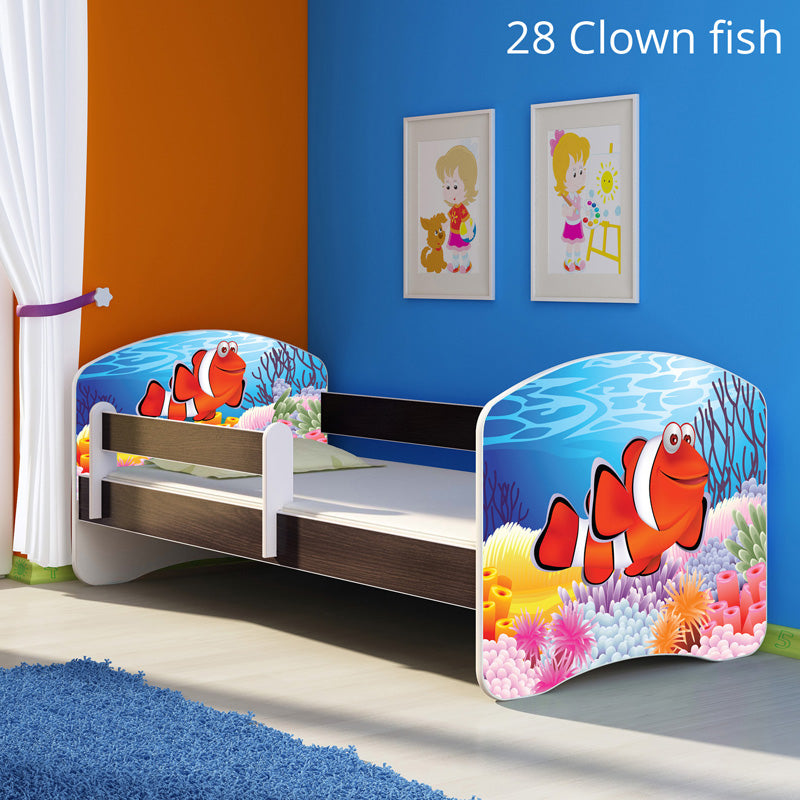 Dječji krevet ACMA s motivom, bočna wenge 160x80 cm 28 Clown Fish