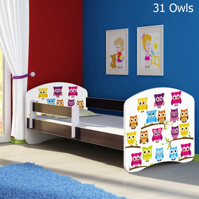 Dječji krevet ACMA s motivom, bočna wenge 160x80 cm 31 Owls