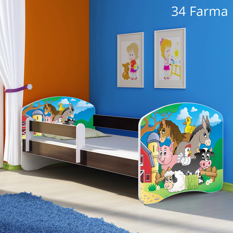 Dječji krevet ACMA s motivom, bočna wenge 180x80 cm 34 Farm