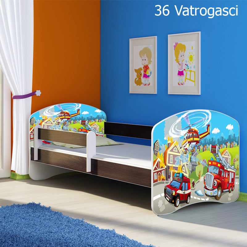 Dječji krevet ACMA s motivom, bočna wenge 180x80 cm 36 Vatrogasci