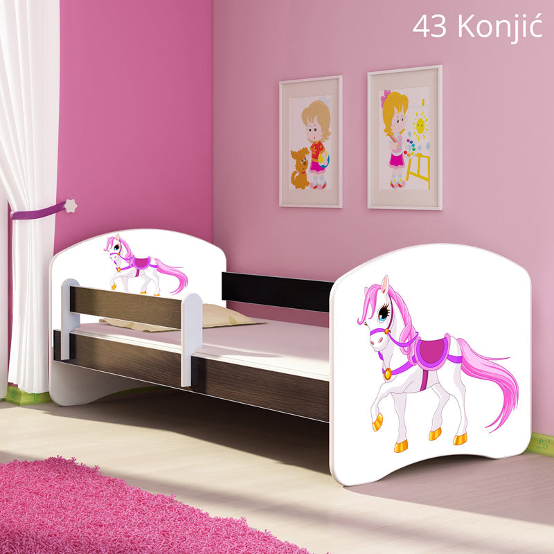 Dječji krevet ACMA s motivom, bočna wenge 180x80 cm 43 Konjić