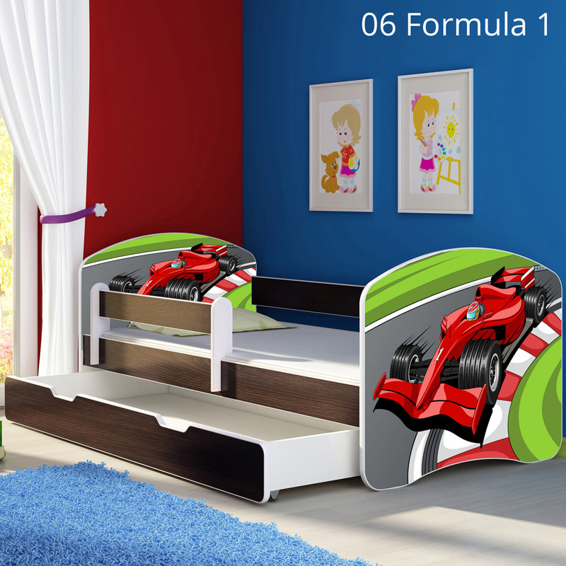 Dječji krevet ACMA s motivom, bočna wenge + ladica 160x80 cm 06 Formula 1