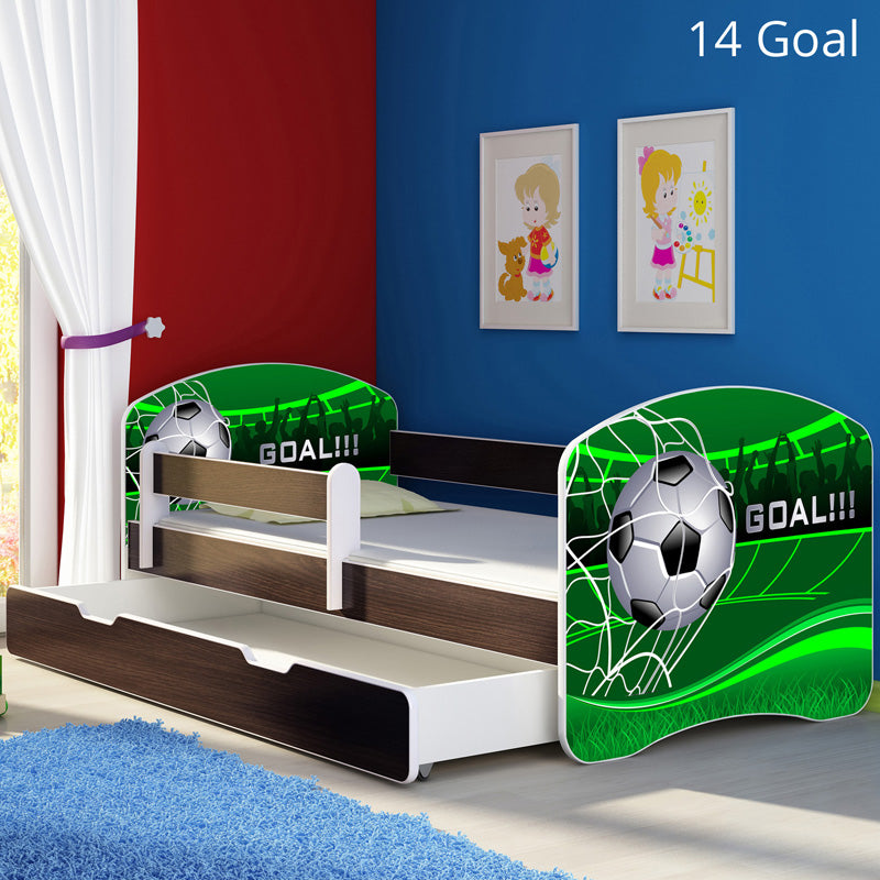 Dječji krevet ACMA s motivom, bočna wenge + ladica 160x80 cm 14 Goal