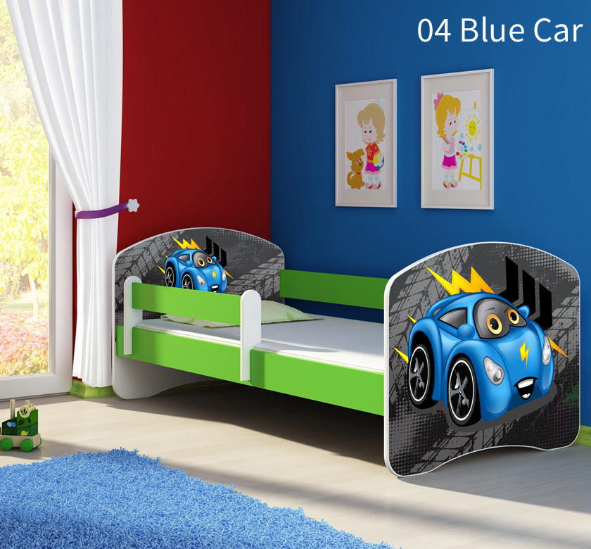 Dječji krevet ACMA s motivom, bočna zelena 140x70 cm 04 Blue Car