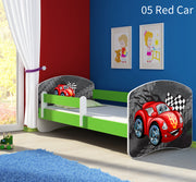 Dječji krevet ACMA s motivom, bočna zelena 140x70 cm 05 Red Car