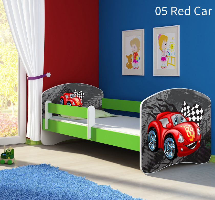 Dječji krevet ACMA s motivom, bočna zelena 180x80 cm 05 Red Car